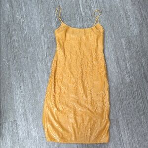 Reformation Mustard Sequin Dress